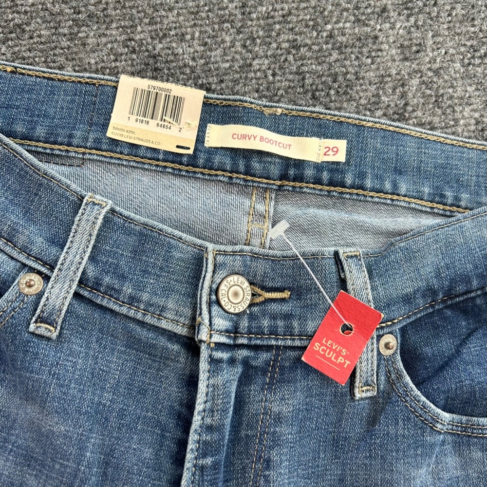 Levis Curvy Bootcut Jeans Womens 8 Short Blue Mid Rise Sculpt Denim NWT W29 L30